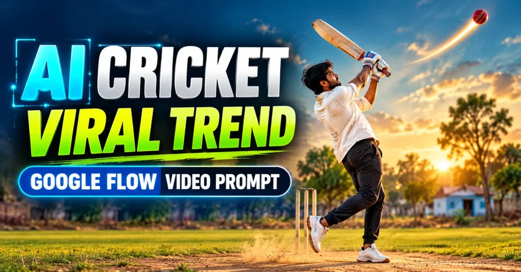 AI Cricket Viral Trend वीडियो बनाने के लिए Google Flow AI क्रिकेट प्रॉम्प्ट